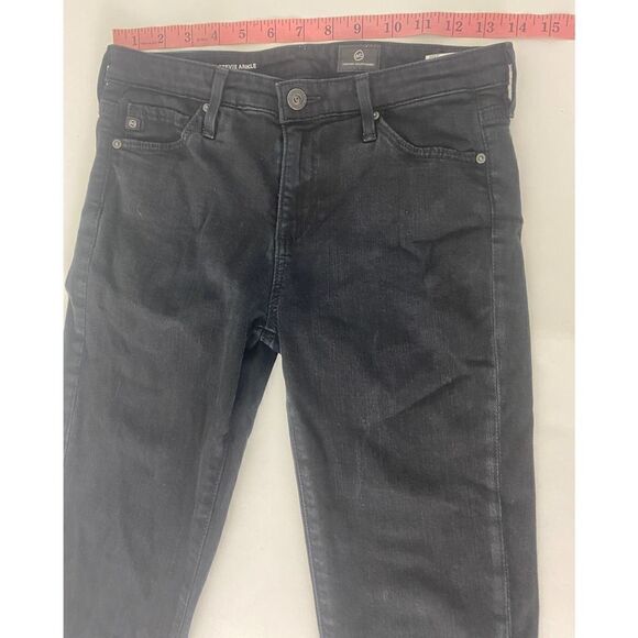 AG Adriano Goldschmied Stevie Ankle Slim Straight Raw Hem Jeans Black - Size 25 - Picture 6 of 12